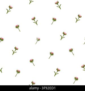 Vector seamless pattern featuring pink rosebuds Stock Vector