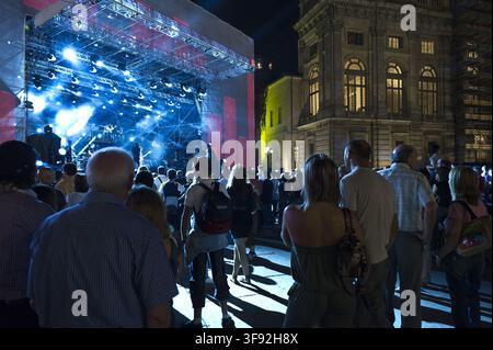 Italy,Turin, a night concert in Piazza Castello Stock Photo