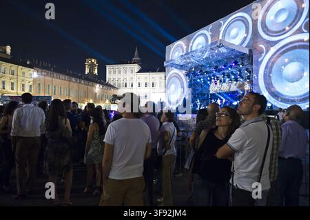 Italy,Turin, a night concert in Piazza Castello Stock Photo