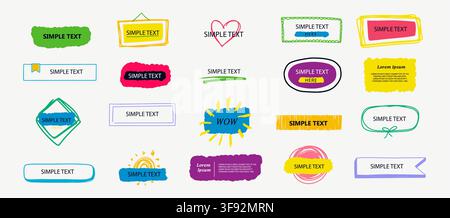 Underline highlight hand drawn uchalk for text. Handwriting collection of border brush, pencil and crayon frames strokes. Vector memo scrawls. Bubble Stock Vector