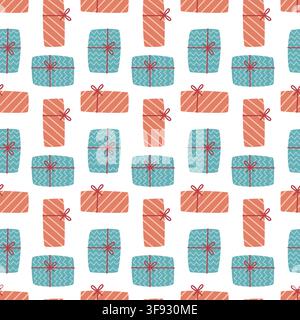 Gift box seamless pattern christmas holiday present background vector template wrapping paper design Stock Vector
