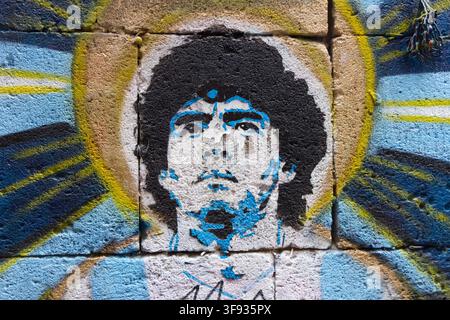 street art portrait displayed on urban wall with graffiti Stock Photo