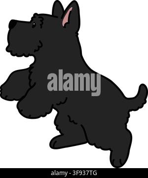Simple and adorable black Scottish Terrier illustration jumping Stock Vector