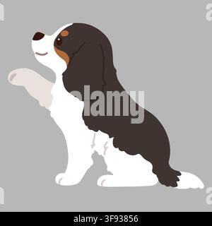 Illustration of Cavalier King Charles Spaniel shaking hands Stock Vector