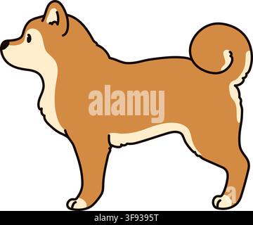 Simple and cute illustration of Shiba Inu in side view Stock Vector