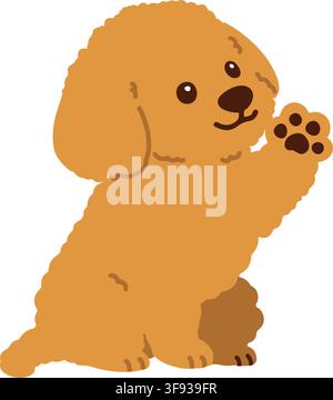 Toy Poodle puppy shaking hand flat colored Stock Vector