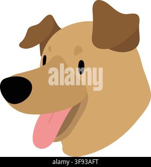 Simple and cute flat colored brown dog head Stock Vector