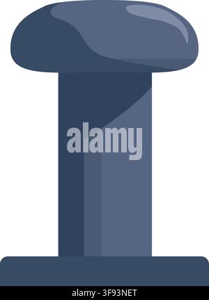 Minimal marine bollard illustration featuring a tall dark blue post a rounded curved top and a wide rectangular base Stock Vector