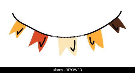 Autumn festival decorative bunting flags doodle vector for fair branding Stock Vector