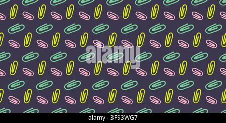 Colorful office paperclips seamless vector pattern for school stationery packaging Stock Vector
