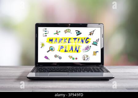 Marketing plan concept shown on a laptop screen Stock Photo