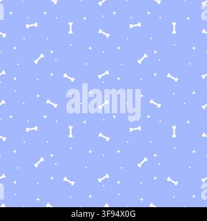 Cute periwinkle dog bone seamless pattern vector with stars for dreamy pet background, lavender wrapping paper, and fabric design Stock Vector