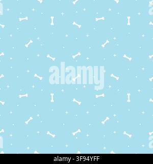 Cute bright blue dog bone seamless pattern vector with stars for cute pet background, puppy wrapping paper, and fabric design Stock Vector