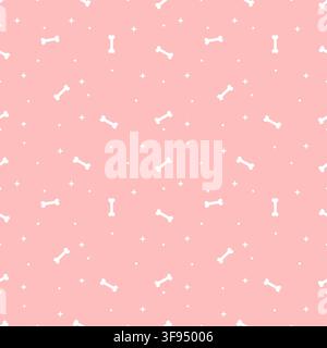 Cute light pink dog bone seamless pattern vector with stars for sweet pet background, puppy wrapping paper, and fabric design Stock Vector