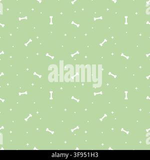 Cute light lime green dog bone seamless pattern vector with stars for fresh pet background, wrapping paper, and fabric design Stock Vector
