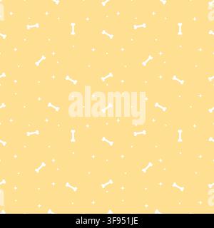 Cute pastel yellow dog bone seamless pattern vector with stars for bright pet background, puppy wrapping paper, and fabric design Stock Vector