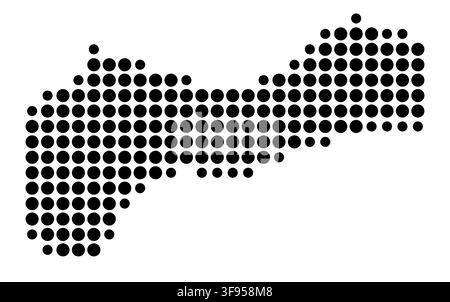 Symbol Map of the Province Mountain Province (Philippines) showing the area with a pattern of black circles Stock Vector