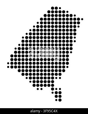 Symbol Map of the Prefecture Kanem (Chad) showing the area with a pattern of black circles Stock Vector