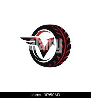 Modern Automotive Tire Wing Arrow Service Logo Vector Stock Vector