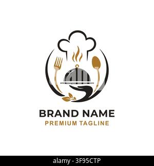 Professional Modern Chef Hat Food Service Restaurant Logo Vector Design Stock Vector