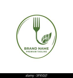 Professional Modern Organic Eco Fork Restaurant Logo Vector Design Template Stock Vector