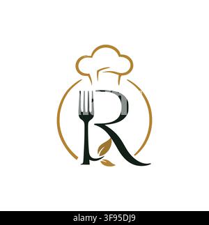 Professional Modern Chef Hat Letter R Restaurant Logo Vector Design Stock Vector