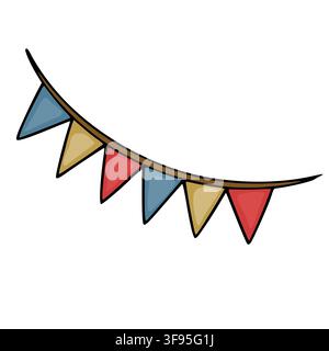 Circus bunting flags vector illustration with colorful triangular pennants on a rope Stock Vector