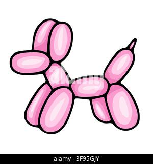 Pink balloon dog vector illustration isolated on white background Stock Vector