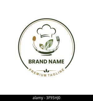 Minimalist Organic Chef Restaurant Logo Vector Design For Healthy Catering Stock Vector