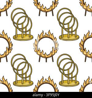 Circus fire hoop seamless pattern vector illustration Stock Vector