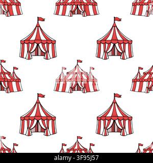 Seamless pattern with red and white circus tent vector illustration Stock Vector