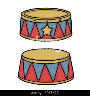 Circus drum vector illustration with star and triangular pattern Stock Vector