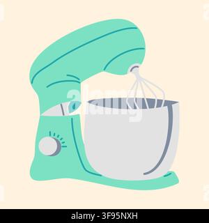 Cute Sewing Machine and Yarn Illustration Stock Vector