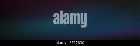 Abstract wide dark blue teal and purple grainy gradient web banner background Stock Photo