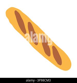 Fresh French baguette bread vector illustration in a hand-drawn doodle style. Great for bakery logo, picnic food, kitchen decor, breakfast, and food Stock Vector