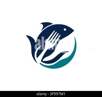 Seafood Restaurant Fish Fork Logo Vector Icon Design For Market Stock Vector