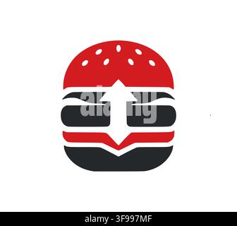 Double Burger Fast Food Logo Vector Icon For Takeaway Restaurant Stock Vector