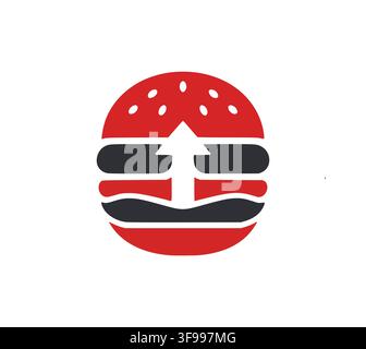 Fast Food Burger Arrow Logo Vector Icon For Delivery Service Stock Vector