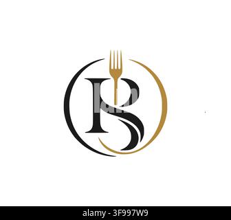Monogram Letter RS Fork Restaurant Logo Vector For Fine Dining Stock Vector