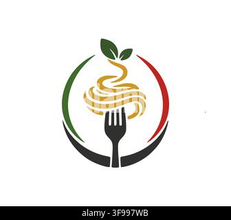 Authentic Italian Pasta Spaghetti Logo Vector Design For Cuisine Restaurant Stock Vector