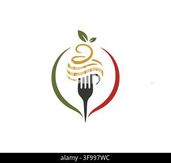 Italian Pasta Noodle Fork Logo Vector Icon For Fresh Bistro Stock Vector