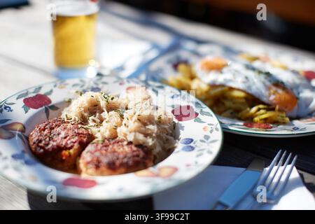 Tyrolean speciality Kaspressknoedel ,  Eastern Karwendel Range, Tyrol, Austria Stock Photo