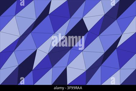 Abstract low poly geometric vector horizontal banner template with blue polygonal triangles diagonal mesh and modern 3D crystal texture Stock Vector