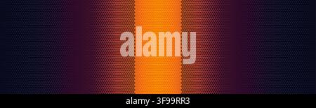 Futuristic abstract vector horizontal banner template with glowing orange light beam halftone honeycomb grid mesh and gradient background Stock Vector