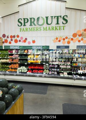 ADDISSON, TX, USA - JULY 26, 2026: The produce section of Sprouts Farmers Market featuring a wide variety of organic fruits and vegetables. Sprouts Fa Stock Photo