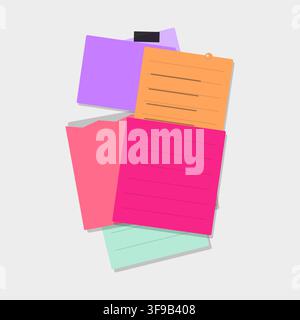 Colorful Vector Sticky Notes and Abstract Floral Seamless Background Vector Illustration Pack Stock Vector