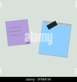 Colorful Vector Sticky Notes and Abstract Floral Seamless Background Vector Illustration Pack Stock Vector