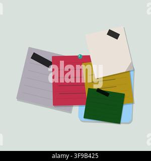 Colorful Vector Sticky Notes and Abstract Floral Seamless Background Vector Illustration Pack Stock Vector