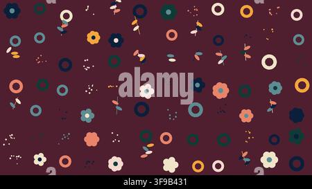 Abstract Seamless Geometric Pattern with Squares Circles and Diamonds on Teal Background Stock Vector