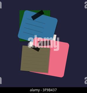 Colorful Vector Sticky Notes and Abstract Floral Seamless Background Vector Illustration Pack Stock Vector